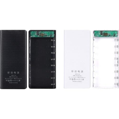 K5DB C18 Plastic Dual USB LCD Power Bank Shell 8x18650 Battery Case Charger Box Accessories