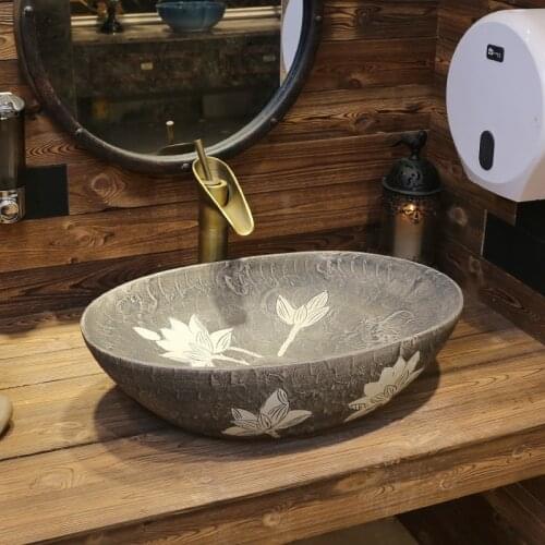 Chinese wash basin sink bathroom sink bowl countertop oval Ceramic wash basin bathroom sink