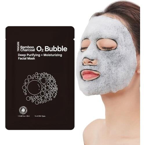 Bubble Bamboo Charcoal Black Face Mask Sheet Oil Control Deep Cleansing Facial Moisturizing Mask Skin Care Korean Face Care