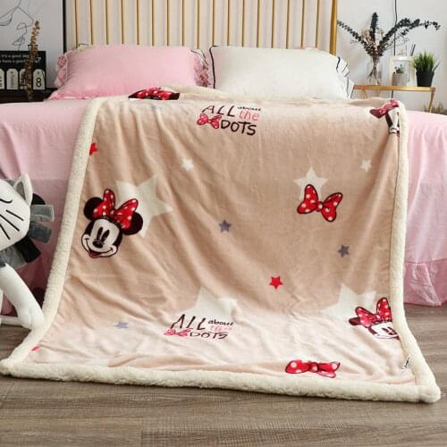 Disney Cartoon pink Minnie Mickey Mouse Blanket Lamb Fleece Four Seasons Warm Children Blanket Kids Girl Baby Throw Sofa Sheets