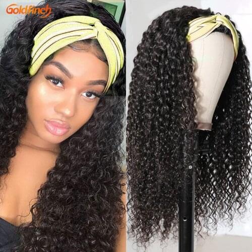 Curly Headband wigs Cheap Curly Human Hair Wig Kinky Curly Perruque Humaine Glueless Raw Indian Hair Half Wigs for Black Women