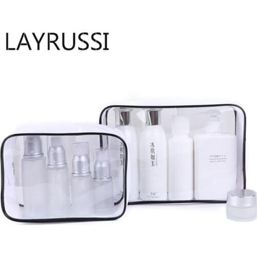 LAYRUSSI Transparent Cosmetic Bag Travel Makeup Case Women Zipper Make Up Organizer Storage Pouch Toiletry Wash Beauty Bath Box
