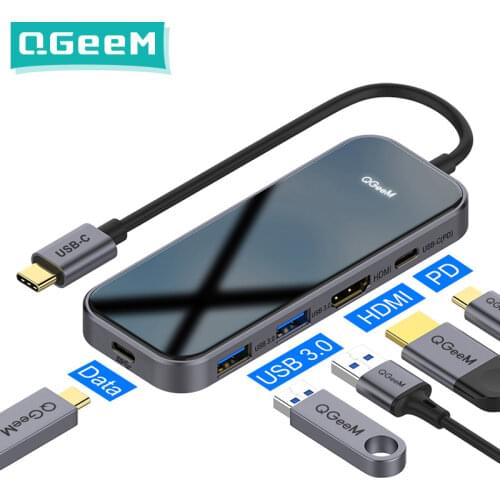 QGeeM USB C para Macbook Pro Multi Hub USB 3,1 de tipo C 3,0 Hub HDMI PD adaptador para iPad Pro OTG de carga del divisor