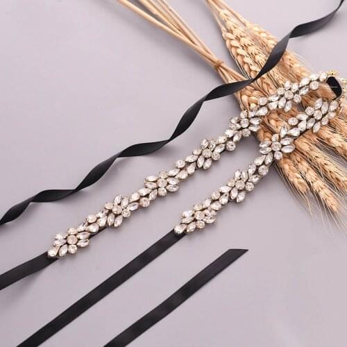 ZMS437-G Diamond Bridal Belt Rhinestone Womens Belts Fashion Gold Wedding Belt Gold Formal Belt for Women Brides Accessories