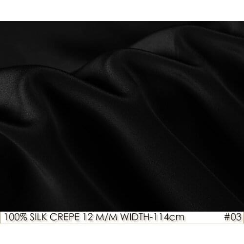 SILK CREPE DE CHINE 114cm width 12momme/100% Natural Mulberry Silk Fabric DIY Matt Color Women Evening Dress Black NO 03