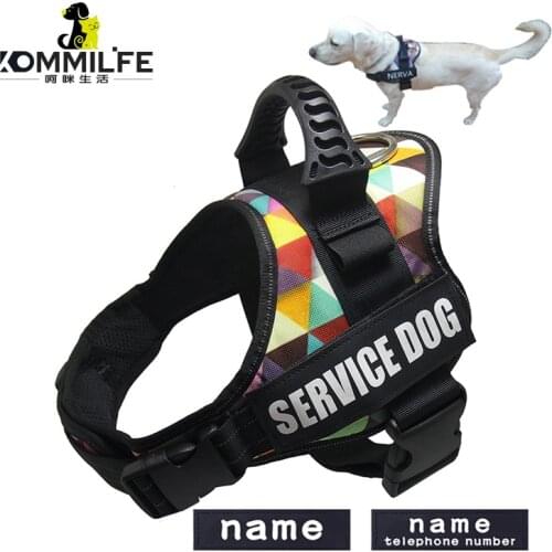 KOMMILIFE Nylon K9 Personalized Dog harness Reflective Adjustable Pet Harness for Small Medium Large Dogs No Pull Dog Harness