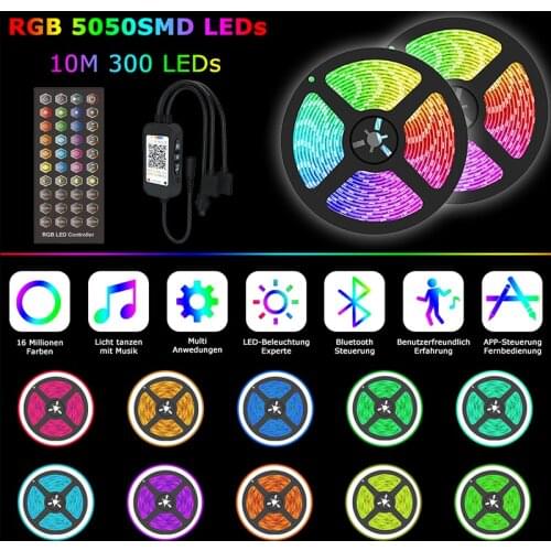 LED Lights For Room Bluetooth Control5/10/15/20/30m SMD5050 IP20 DC 12V Bedroom Neon Indoor Lighting Flexible Ribbon Diode