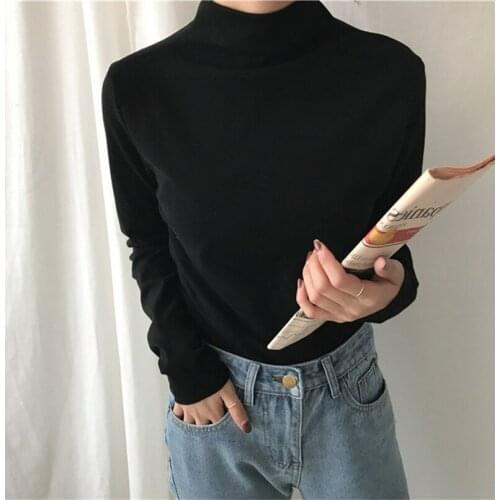 Half Turtleneck Velvet Padded Bottoming Shirt Top Chun Autumn and Winter 2021 New Style Western Style Slim Fit Inner
