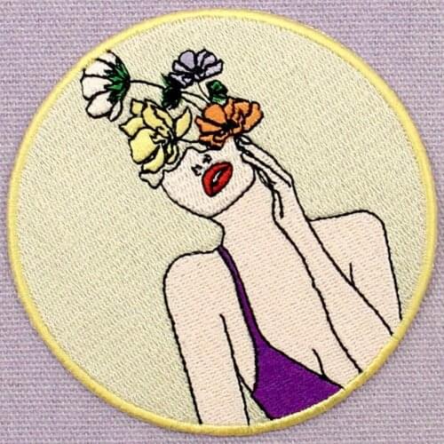 Woman is Beautiful Flowers Embroidery Patch Iron on Patches for Clothes Embroidered Applique Elegant Lady Sew On Emblem DIY