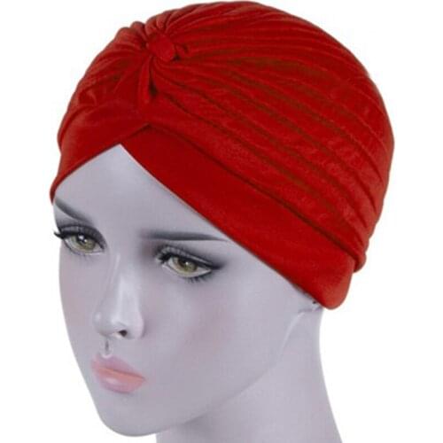 6 Colors Women Hat Pleated Turban Headwear Headwrap Bonnet Covers Hair Riding Beach Hiking Head Scarf India Cycling Cap Bandana