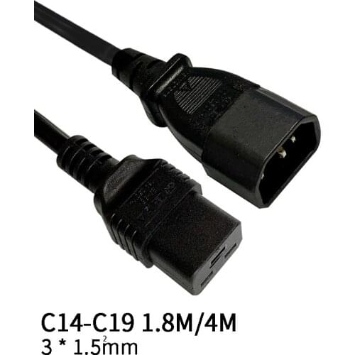 1.8M 3*1.5mm C14-C19 IEC320 C14 Male Plug To C19 Female Socket Power Extension Cable Cord Power Adapter Wire 10A/16A