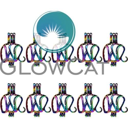 10x C102 Rainbow Colors Elephant Beads Cage Jewelry Making Perfume Essential Oil Diffuser Pearl Cage Locket Pendant