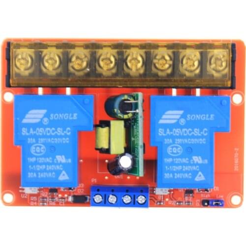 2 Channel Relay Module 30A DC 5V High-low Level Trigger Control Relay Module Relay Switch Board AC 100V-250V