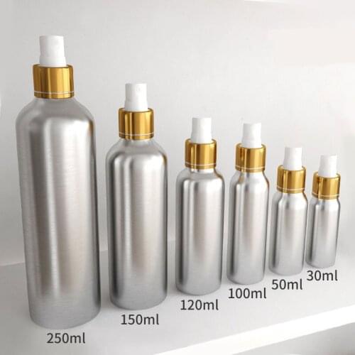 300x 30/50/100/120/150/250ml Aluminium Spray Refillable Bottle Empty Bottles Travel Pump Cosmetic Pack Empty Atomizer Packaging