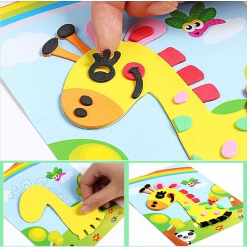 3D Paste Sponge Paste Toys Foam Sticker Puzzle Game DIY Cartoon Animal Learning Education Toys for Children Kids