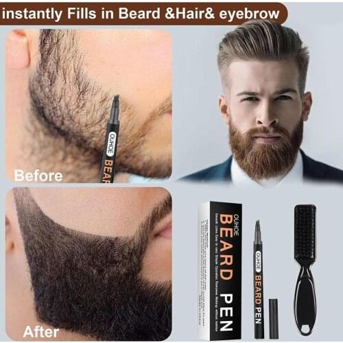 4 Fork Tip Beard Pen Beard Filler Pencil And Brush 2 Colors Beard Waterproof Moustache Coloring Hair Shaping Tools Drop Shipping