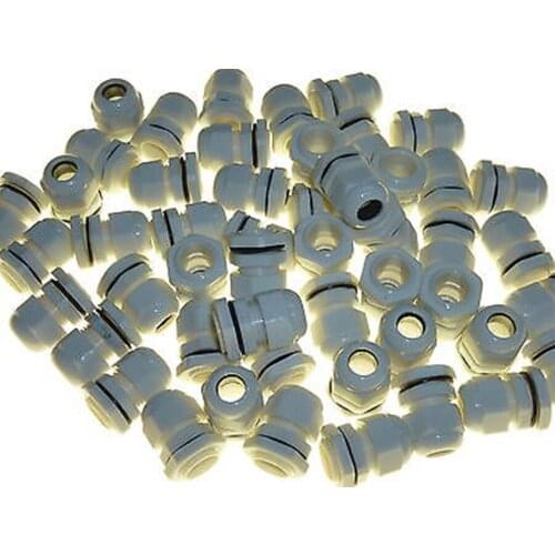 50 x 20mm Compression Cable Glands White Waterproof IP68 M20 TRS Stuffing