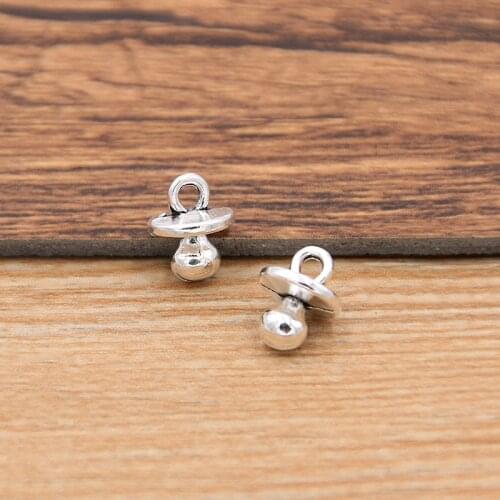 60pcs 7*9mm Metal Alloy Photo Color Mini Baby Pacifier Charms Daily Necessities Pendants For Jewelry Making DIY Handmade Craft