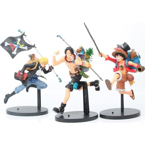 One Piece Figure Three Brothers Ace Luffy Sabo Running Anime Figures Model Two-Dimensional Toy Decoration Toys For Children