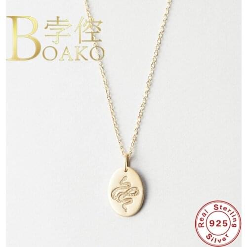 BOAKO Snake Pattern Gold Pendant 925 Sterling Silver Necklace For Women 2020 Jewelry Chain Choker Necklace Collare Bijoux Collar