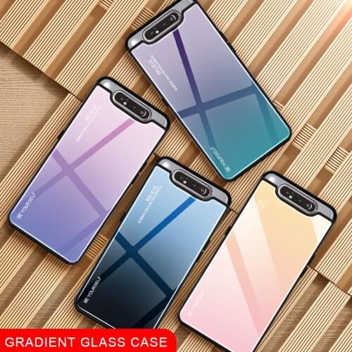 Gradient Glass Phone Case For Samsung Galaxy A80 A90 A 80 90 A Case For Samsun SM A805F 90A 80A Cover Shell Safety Fundas Capa