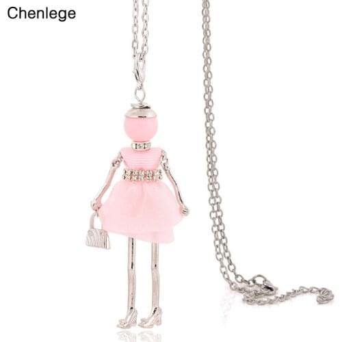 Chenlege statement necklace fashion jewelry new doll pendant long necklace chains girl female charm big chokers whoelsale