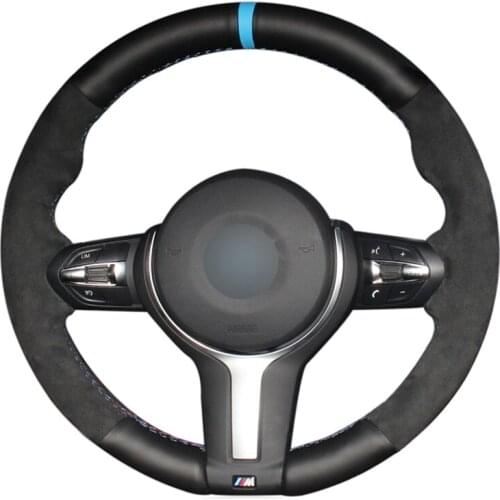 Black Genuine Leather Black Suede Car Steering Wheel Cover For BMW M Sport F30 F31 F34 F10 F11 F07 F45 F46 F22 F23 M235i M240i