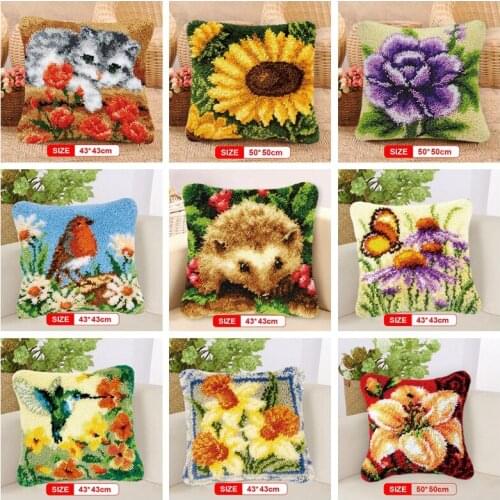 Flowers Grass Coarse Wool Latch Hook Kits DIY Cross Stitch Carpet Embroidery Plant Series Segment Embroidery DIY Rug Hooking Set