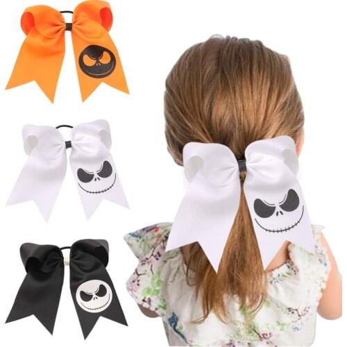 2021 Halloween Kids Big Bows Hair Ties Elastic Hair Bands Girl Skull Hairpins Novelty Fun Headwear Kids Party Hair Accessories