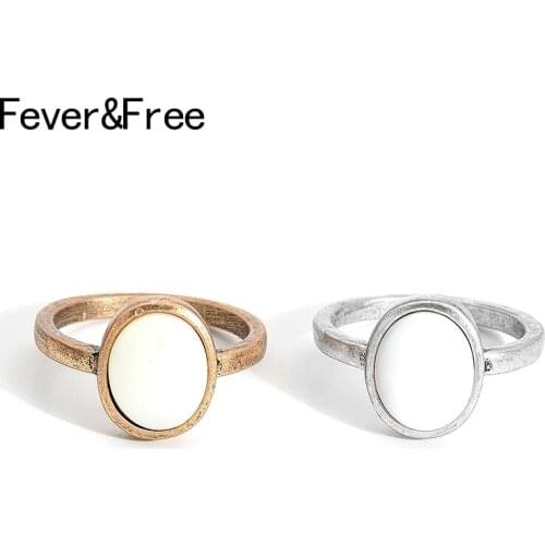 Fever&Free Simple Geometric Minimalist Personality Rings Round Antique Gold Rings Female Wedding Temperament Rings Gift
