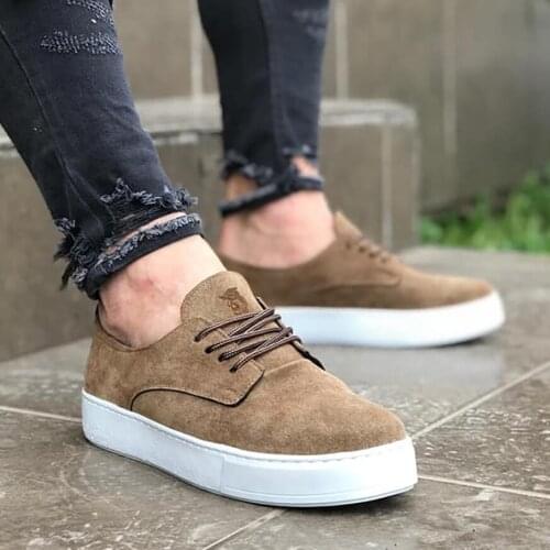 Knack Daily Shoes 077 Mink Suede Men 'S Seasonal Comfortable Orthotic Insole Sneaker Spring and Summer Fashion Sport Lace-Up