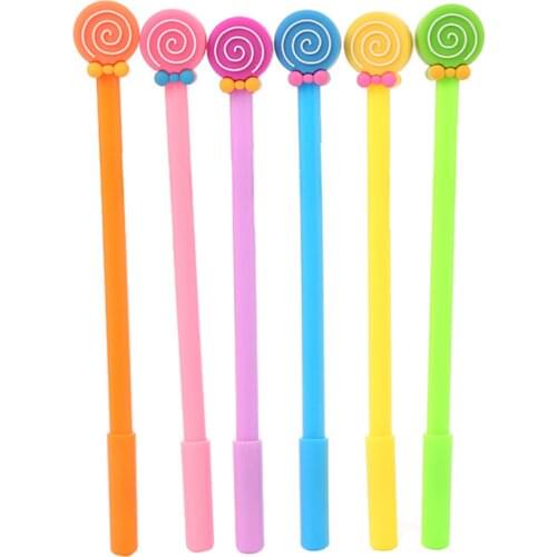 2pc Kawaii Lollipop Gel Pen Cartoon Cute Black Ink Pen Accessories Office For School Supplies Korea Stationery