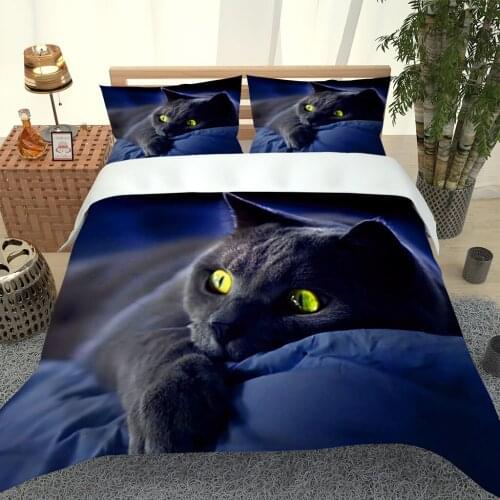 2020 Hot Style Bedding Set 3d Digital Black Cat Pattern 2/3pcs Duvet Cover Set Single Twin Double Full Queen King Bedding