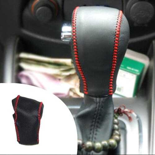 Muchkey Leather Gear Knob Stick Covers AT For KIA Soul 2010 Non-slip Automatic Shifter