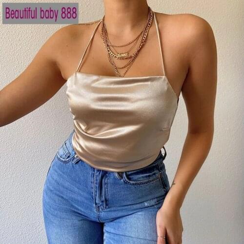 Meqeiss New Fashion Sexy Bandage Lace Up Crop Tops Sleeveless Backless Halter Camis Tanks Top Female Vest Cropped Streetwear