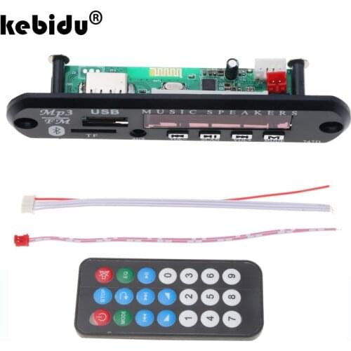 Kebidu MP3 WMA Decoder Bluetooth Audio Module Board Wireless USB TF FM Radio 5V 12V for Car Build in Car Speaker MP3 Player