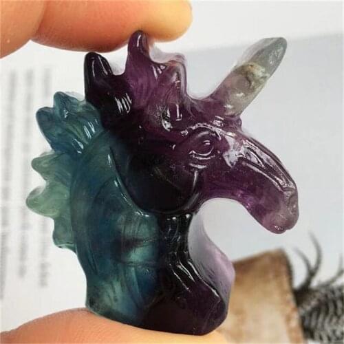 Natural Crystal Color Fluorite Unicorn Hand Made Crystal Polished Quartz Healing Stone Home Decorative Gem Gift