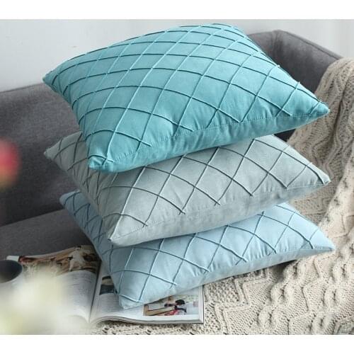 Nordic Suede Plaid Cushion Cover Home Sofa Decorative Pillowcase Solid Pillow Cover 45*45cm 30*50cm