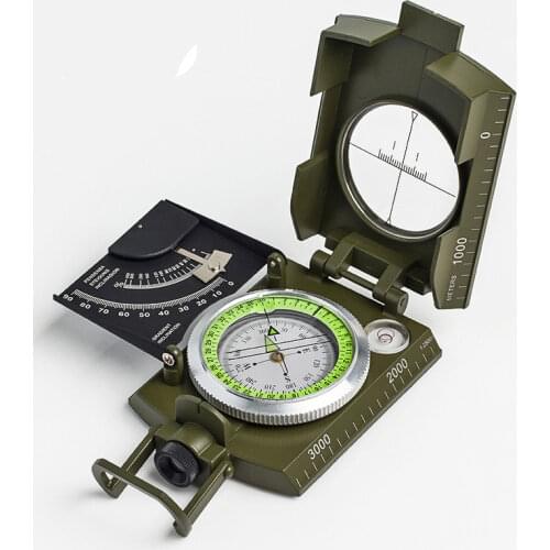 New Professional Military Army Metal Sighting Compass Clinometer Camping Scale Spirit Level Night Vision Magnifier