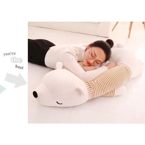 Huge 110cm prone white polar bear plush toy soft sleeping pillow birthday gift b0480