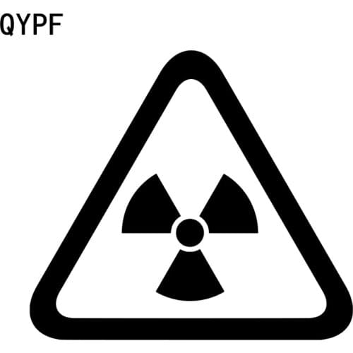QYPF 13CM11.7CM Radiation Warning Graphic Car Sticker Black/Silver Vinyl Decoration S9-2254