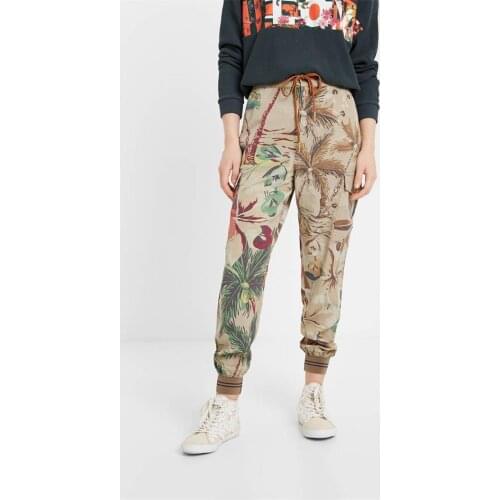 Spaniard pad printed corset tapered high waist casual pants