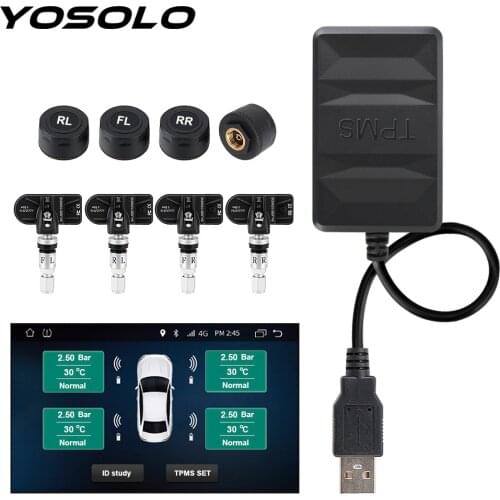 YOSOLO Tire Pressure Monitoring System Spare Tyre Internal External Sensor Android TPMS for Car Radio DVD Player USB TPMS