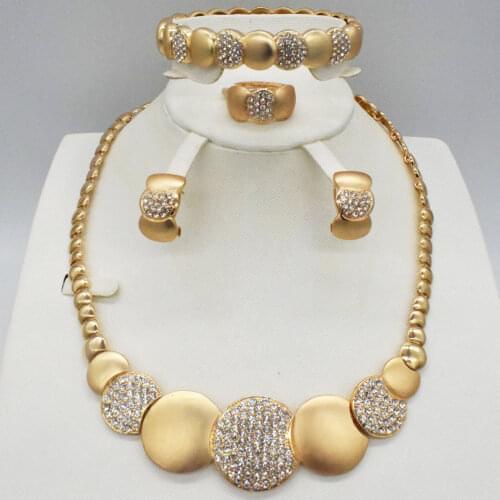 Bridal Gift Nigerian Wedding African Beads Jewelry Set Brand Woman Fashion Dubai Gold Color Jewelry Set Wholesale Design