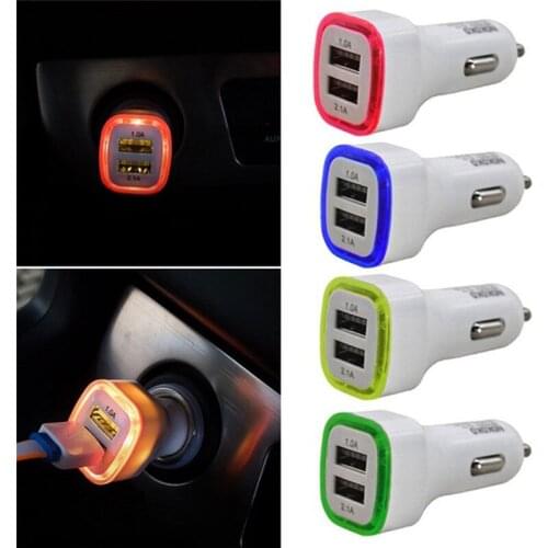 Universal LED Light Double 2 Port 2.1A+1A USB Car Charger For Samsung Apple Cell Phone