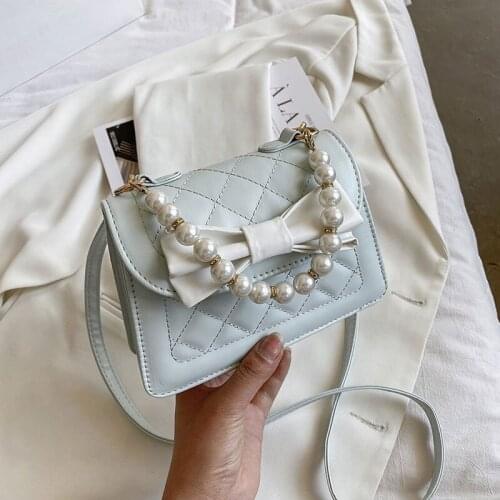 Fashion Rhombus Lattice Handbags For Women Designer Simple Bow Small Square Bag Solid Color Female Crossbody Shoulder Bag