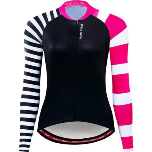 WOSAWE Female Cycling Jersey Long Sleeves Road Cycling Clothes Spring Autumn Breathable Long Sleeves Bicycle Womens Jersey