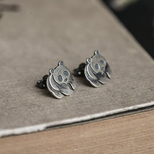 925 Sterling Silver Lovely Panda Stud Earrings Women Men Earrings Vintage Party Wedding Jewelry for Girls Women Jewelry Punk