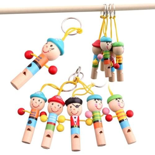 1Pcs Children Cartoon Educational Toys Mini Pirate Styling Small Wooden Whistles Tool Kids Wooden Musical Instrument Doll Toy