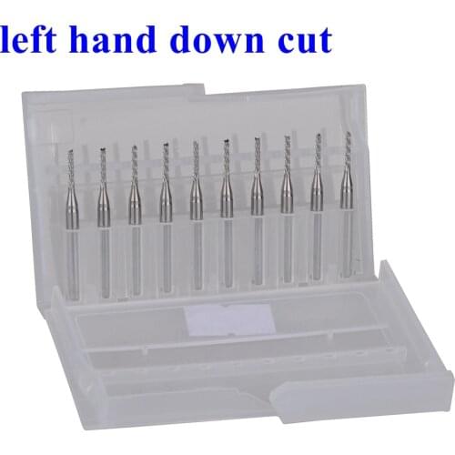10pc 3.175X1.5X8.5mm Left Spiral PCB milling cutter down cut Corn end mill Engraving Bit CNC PCB drill bit Set pcb router bits